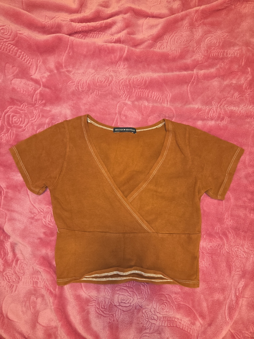 Brandy Melville Rust Brown Wrap Crop Top